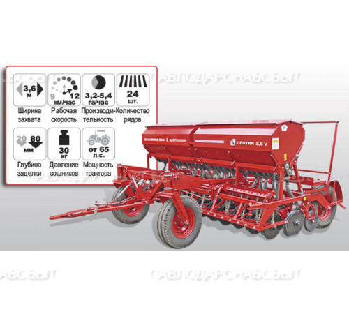 Cеялка зерновая ASTRA-3,6(P) PREMIUM